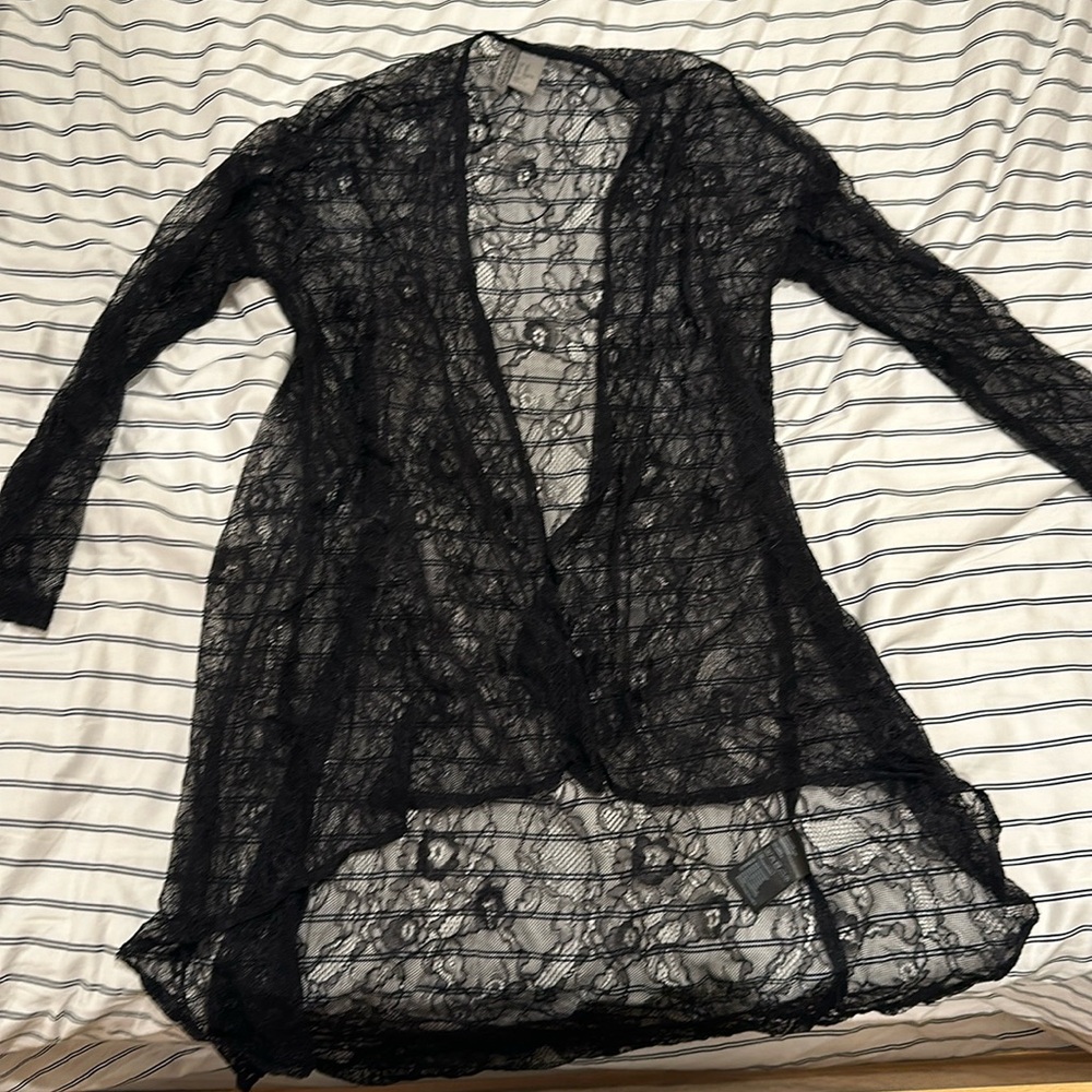 Lace and sheer floral shrug